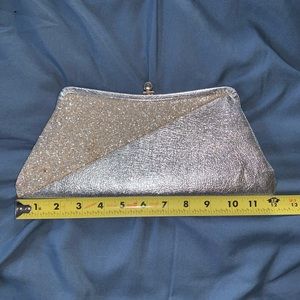 Vintage two-tone silver clutch with glitter
